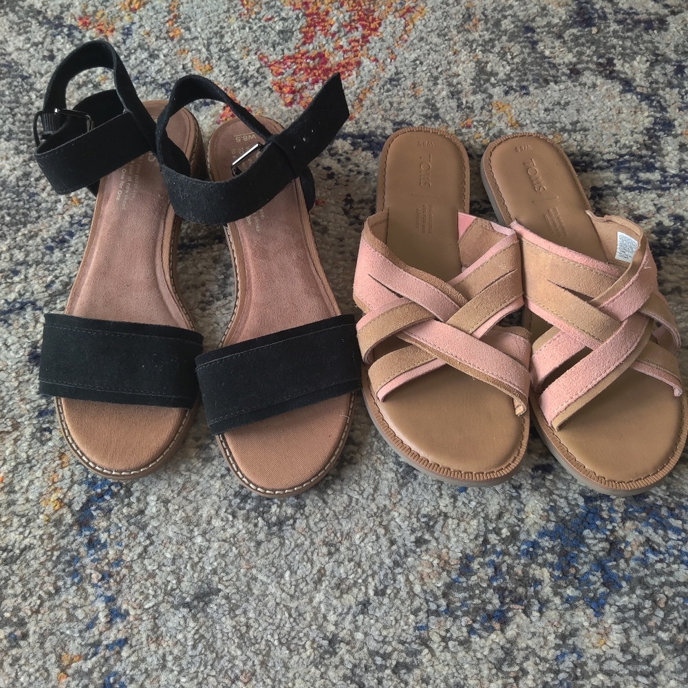 2 pairs of Toms sandals